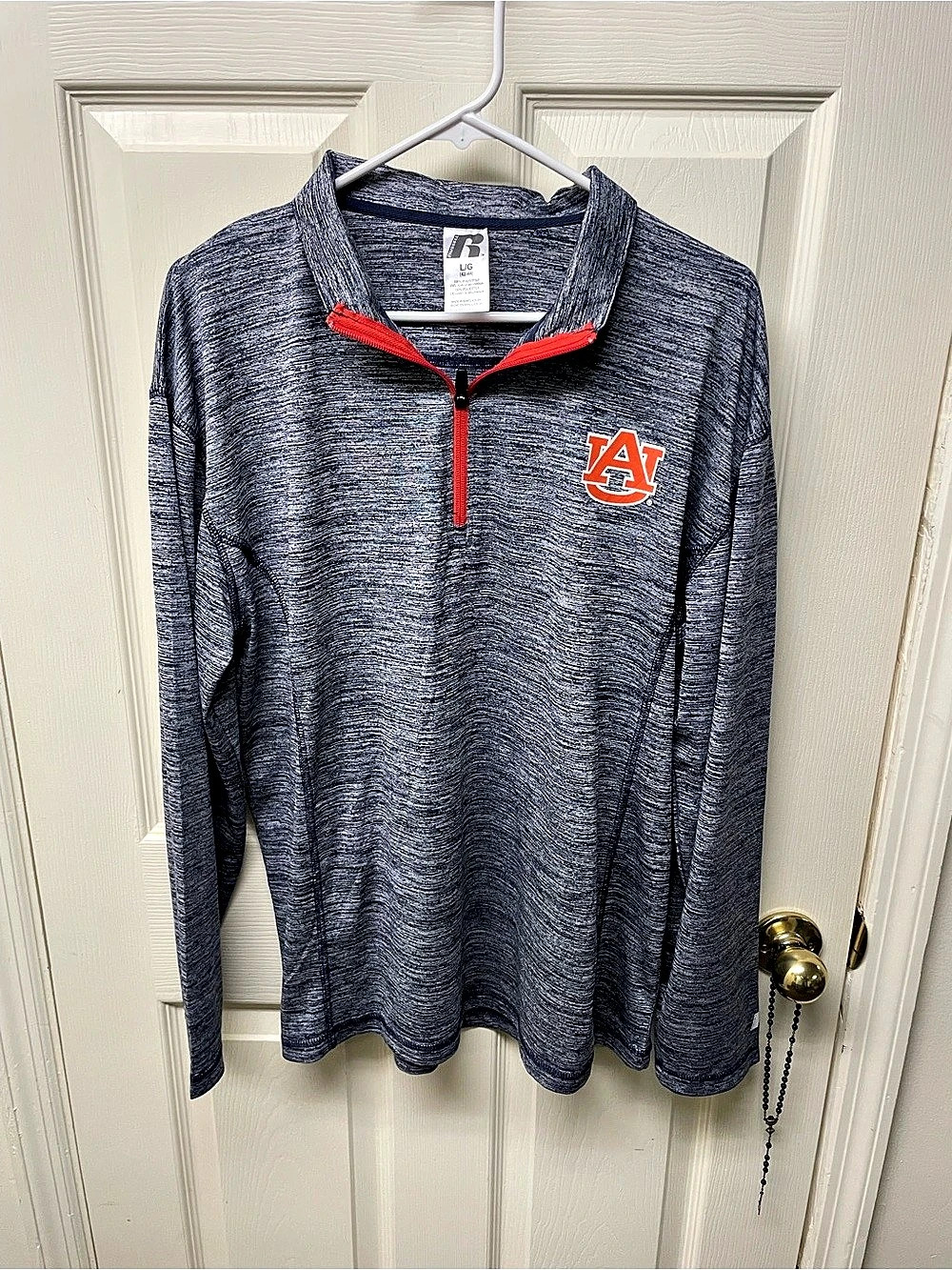 Russell Auburn Tigers Quarter-Zip Pullover Blue & Gray Large Like New